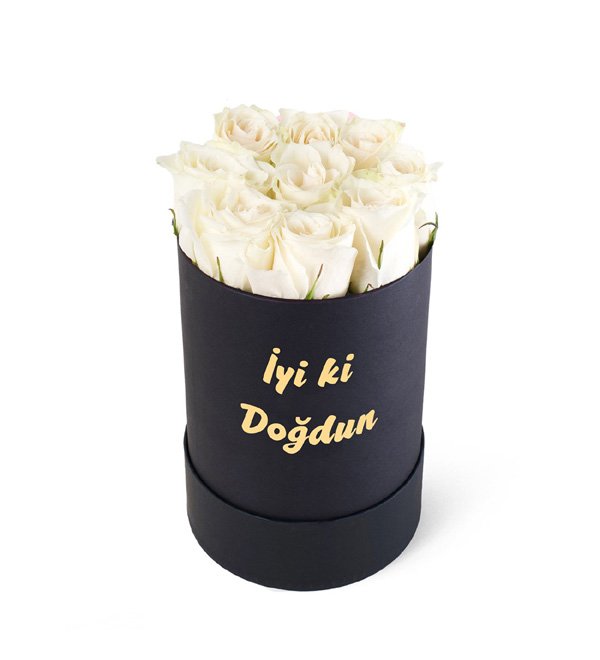 İyi Ki Doğdun Kutuda Beyaz Gül
