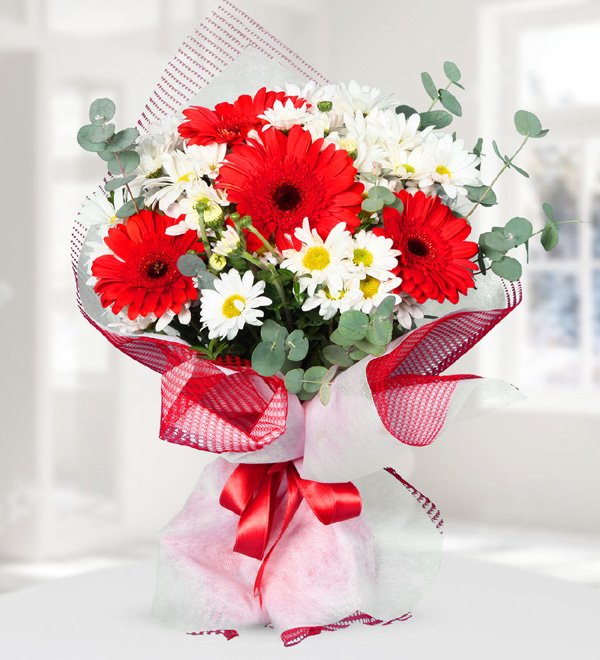 Krizantem ve Gerbera Buketi