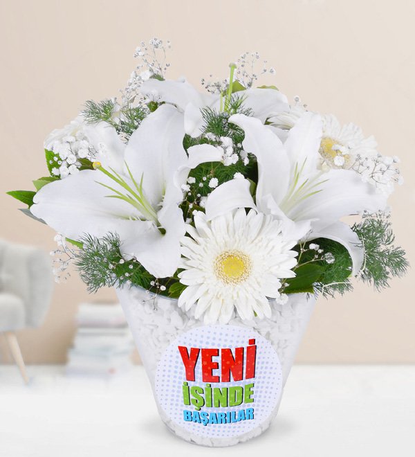 Yeni İş Temalı Lilyum Gerbera Aranjmanı